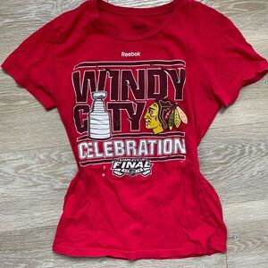 2015 Stanley Cup Champions Chicago Blackhawks Female Red Cotton T Shirt